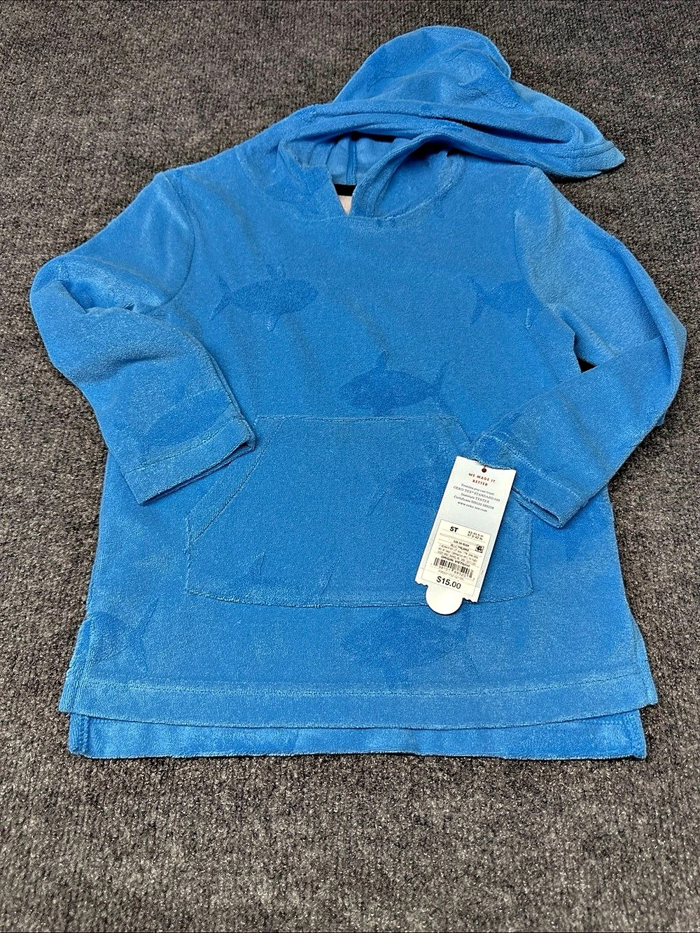 Cat & Jack Shark Terry Hooded Sweatshirt  5T Blue
